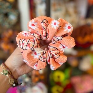 Peach Pumpkin Floral Scrunchie
